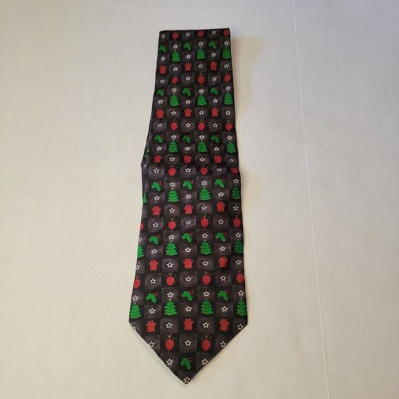 Hallmark Holiday Traditions Christmas Tie Small Squares- All Silk - Picture 2 of 4